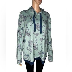 Logo lounge women long sleeve floral print hoodie size M